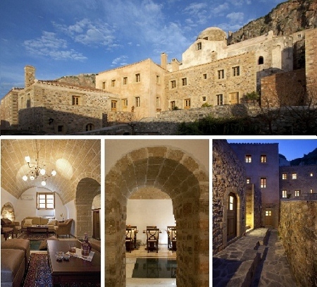 A newly built luxury hotel, built with respect to traditional architecture of the Castle of Monemvasia